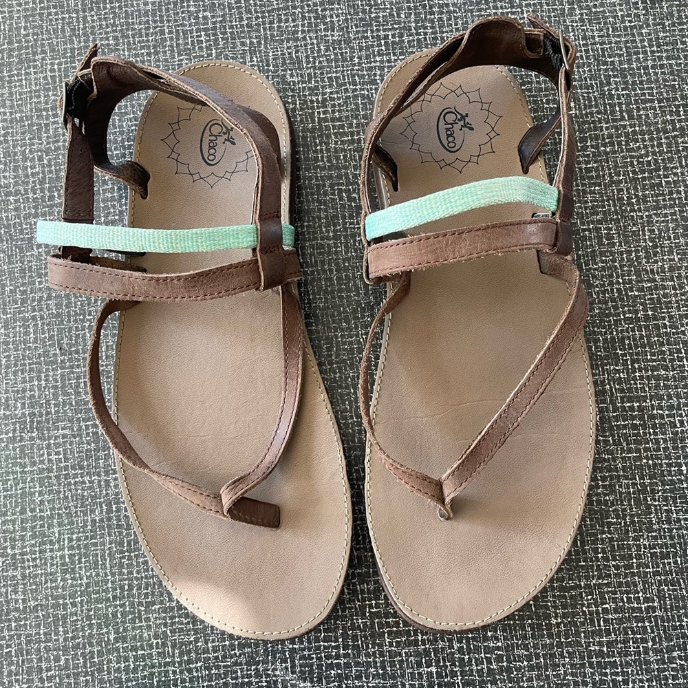 Chaco Brown and Mint Sandals